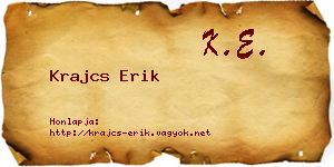 Krajcs Erik névjegykártya